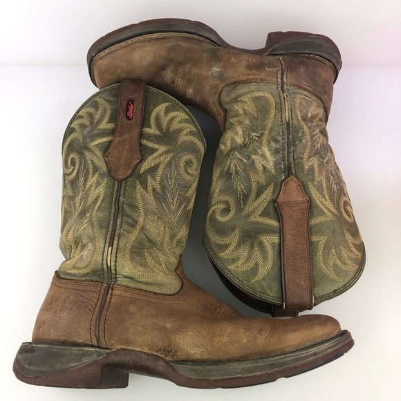 Durango Brown Leather Green Cowboy Western Boots Size 8.5 main image 7